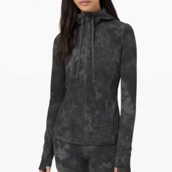 Lululemon Define Hooded Nulu Diamond dye jacket in graphite grey multi sz 8 - Picture 1 of 6